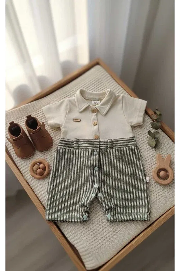 Детский комбинезон для мальчиков в полоску Iqbaby, Beige