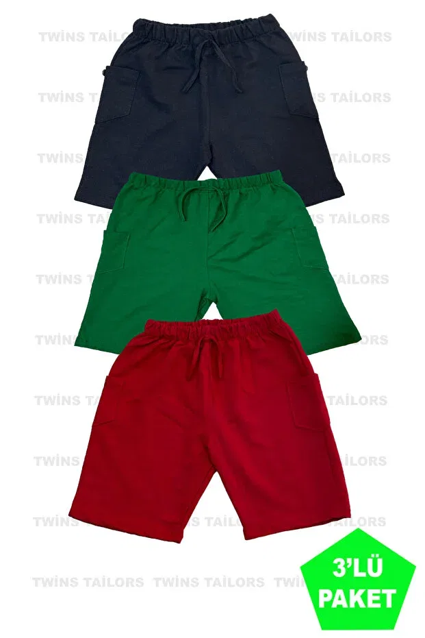 Детские шорты для мальчиков хлопковые комплект 3 шт Twins Tailors, Green-Red-Black
