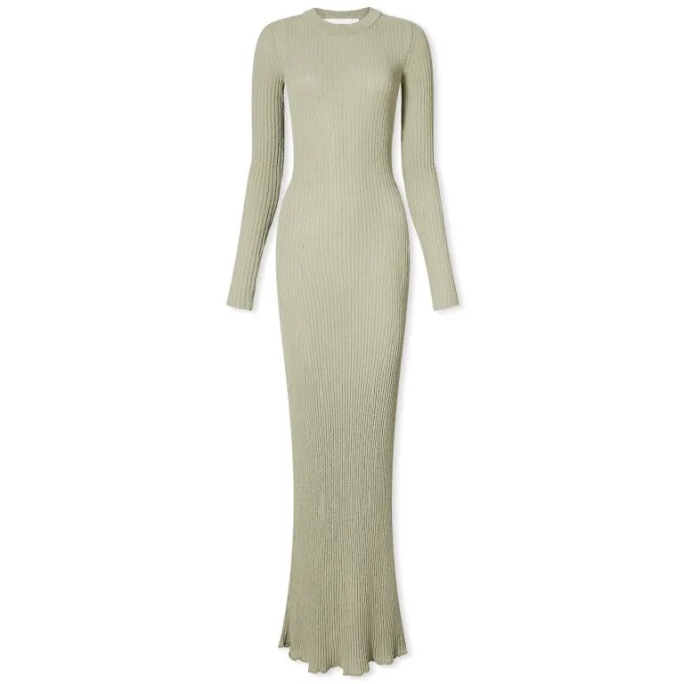 

Платье макси Ami Paris Ribbed Long Sleeve, зеленый