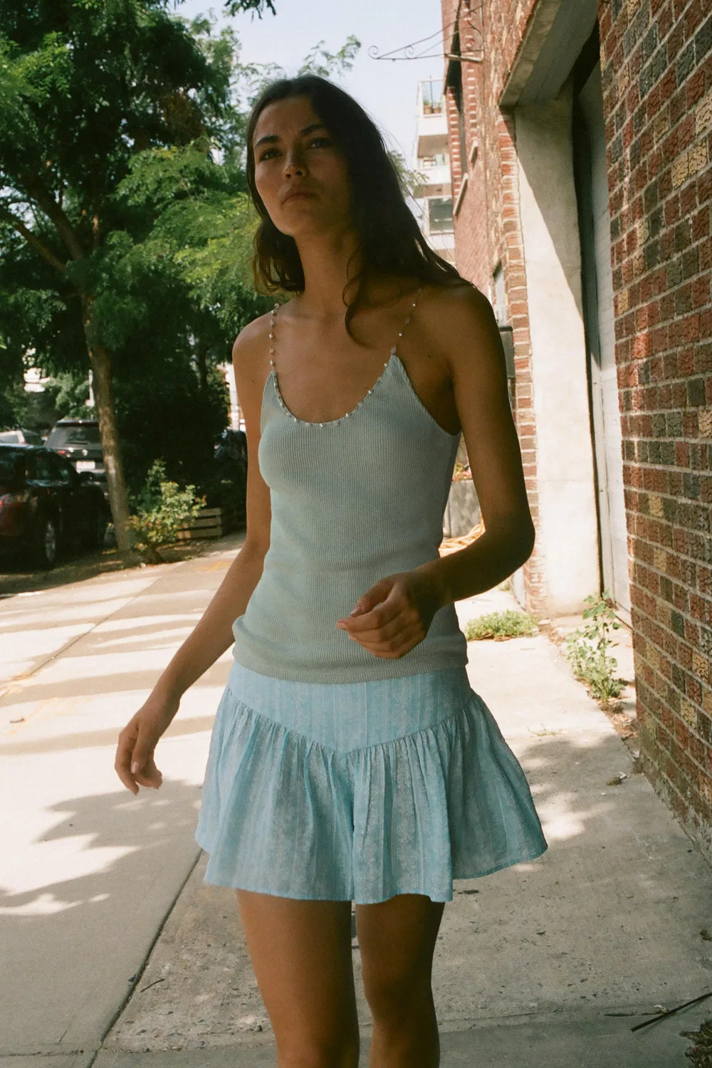 Расклешенные шорты-бермуды с принтом ZARA, Blue/White — фото 2