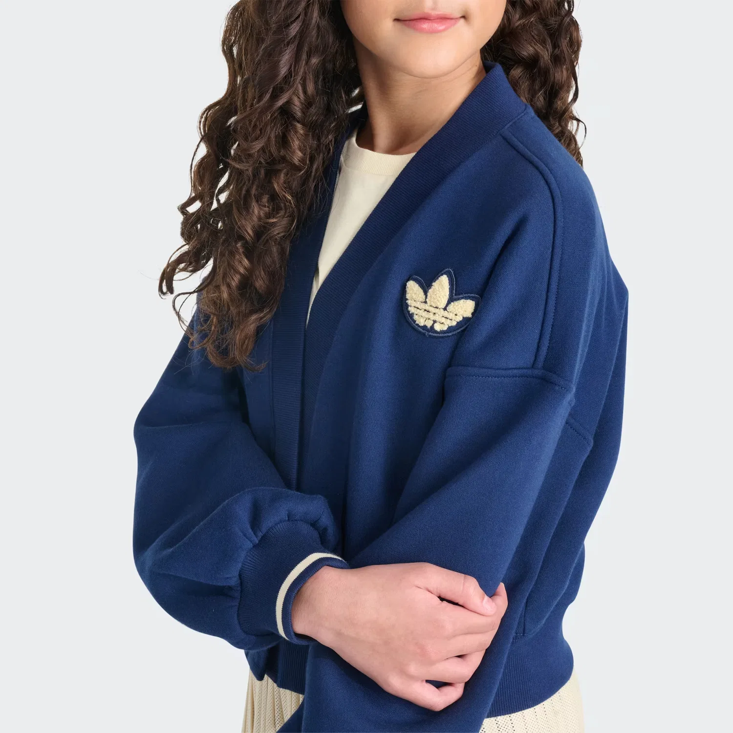 Детский трикотажный кардиган в стиле varsity Varsity Adidas Originals, темно-синий индиго — фото 4