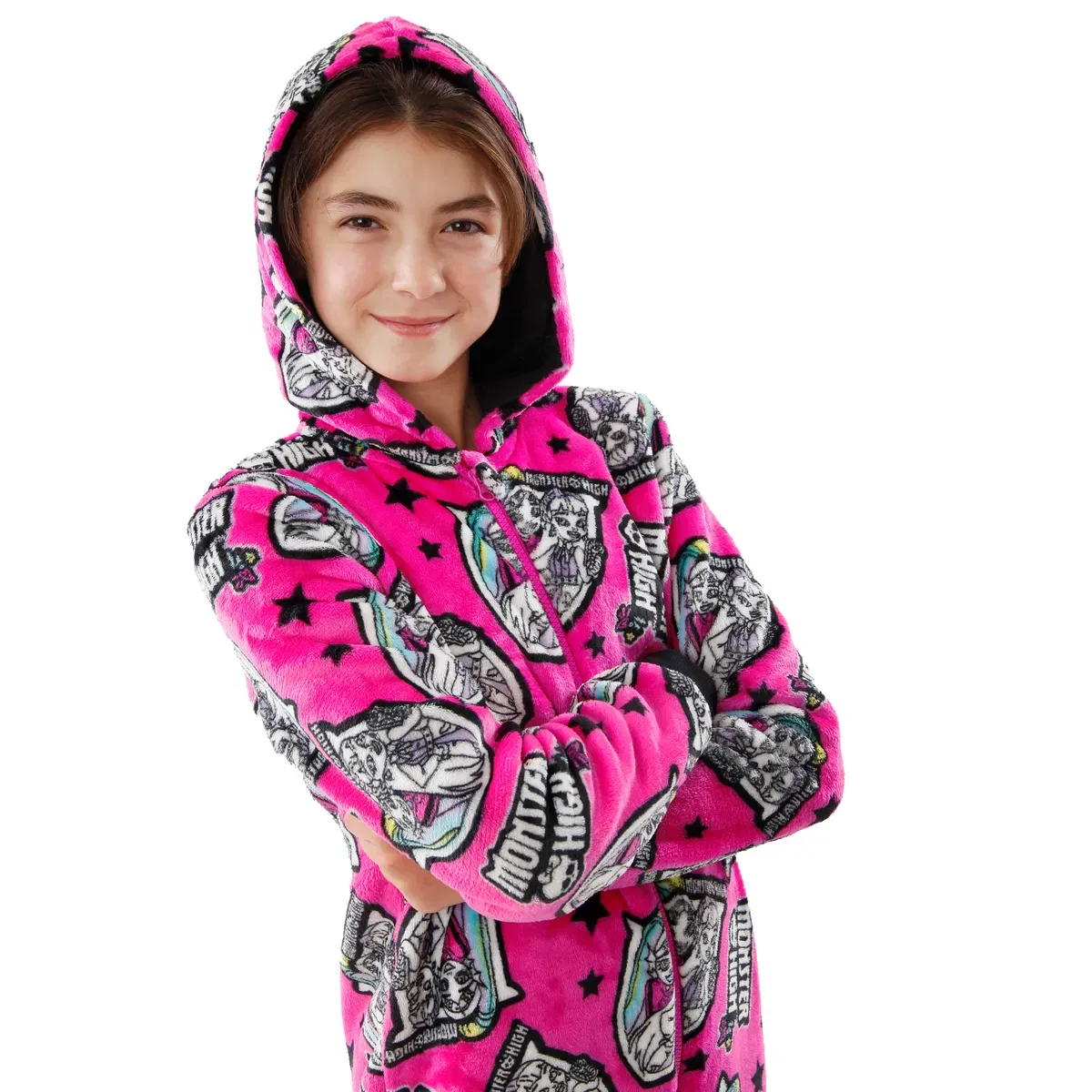 Детский флисовый комбинезон на молнии Monster High, Pink — фото 3