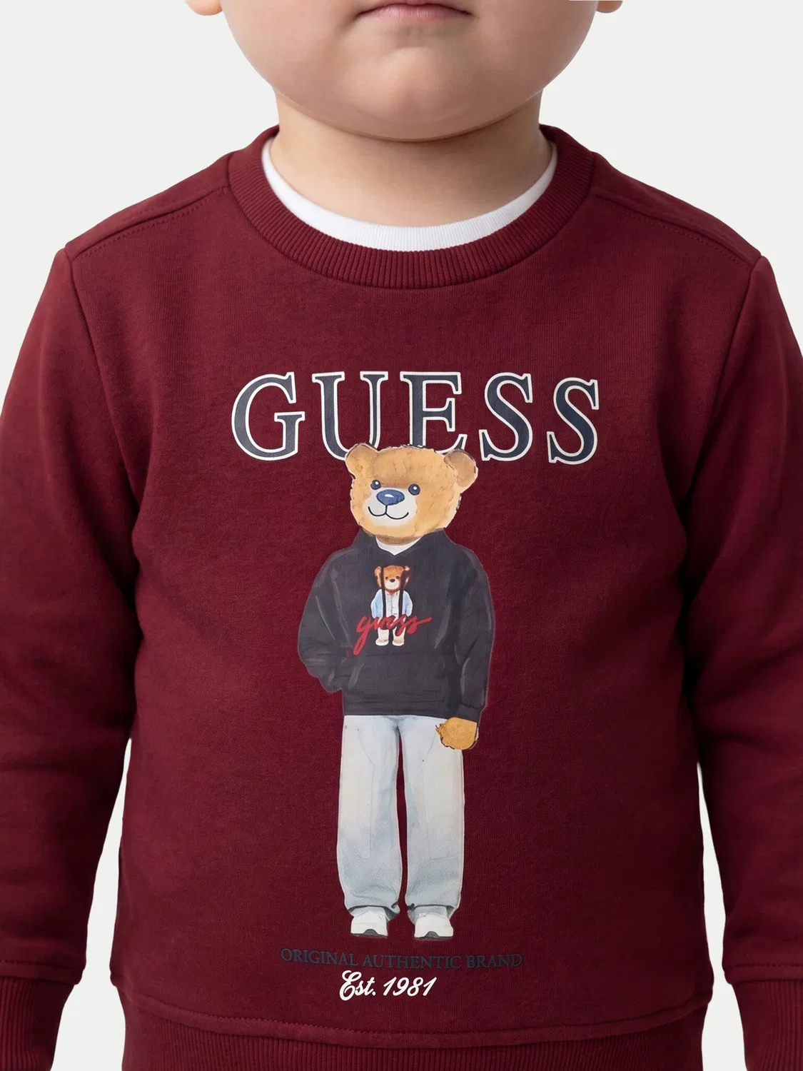 Толстовка стандартного кроя для мальчика Guess, темно-красный — фото 4