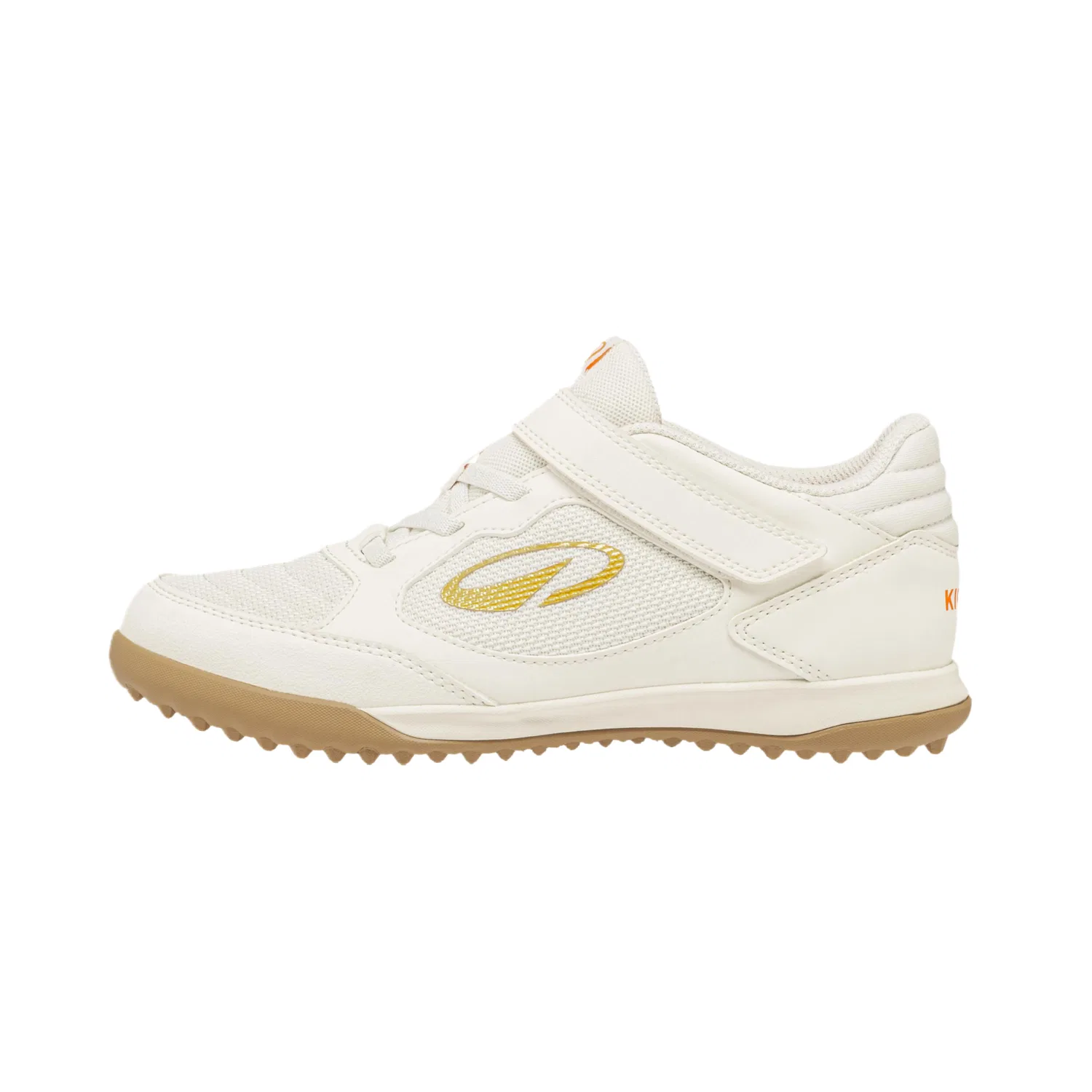 Детские футбольные бутсы с фиксацией, Electric Orange, DECATHLON