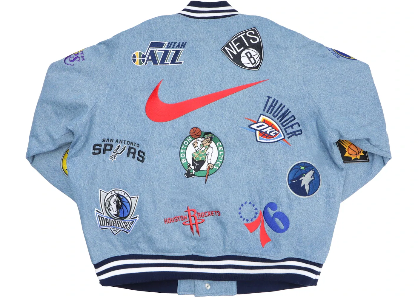 Мужская джинсовая куртка Supreme Nike/NBA Teams Warm-Up Jacket Supreme, Denim — фото 2