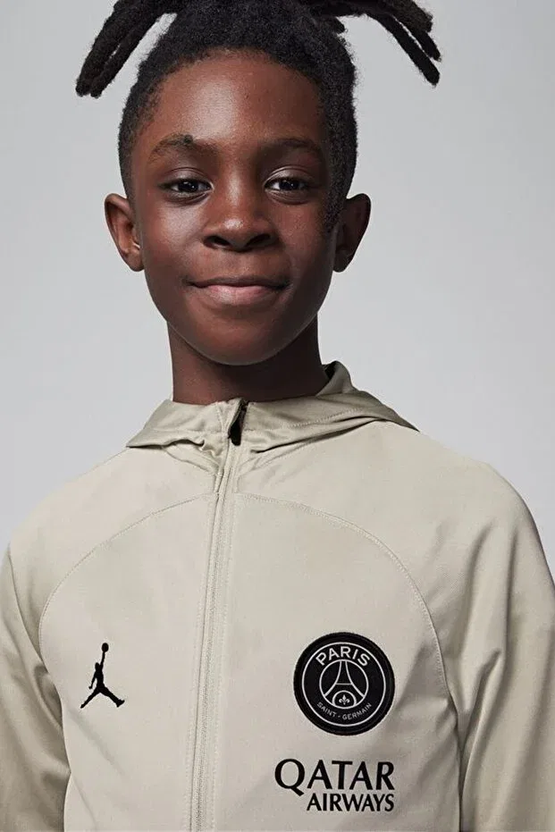 Детский комплект спортивного костюма с принтом Psg Strike Third Kid's Jordan Dri Fit Football Hooded Knit Tracksuit Unisex Children's Tracksuit Set Nike, Stone — фото 3