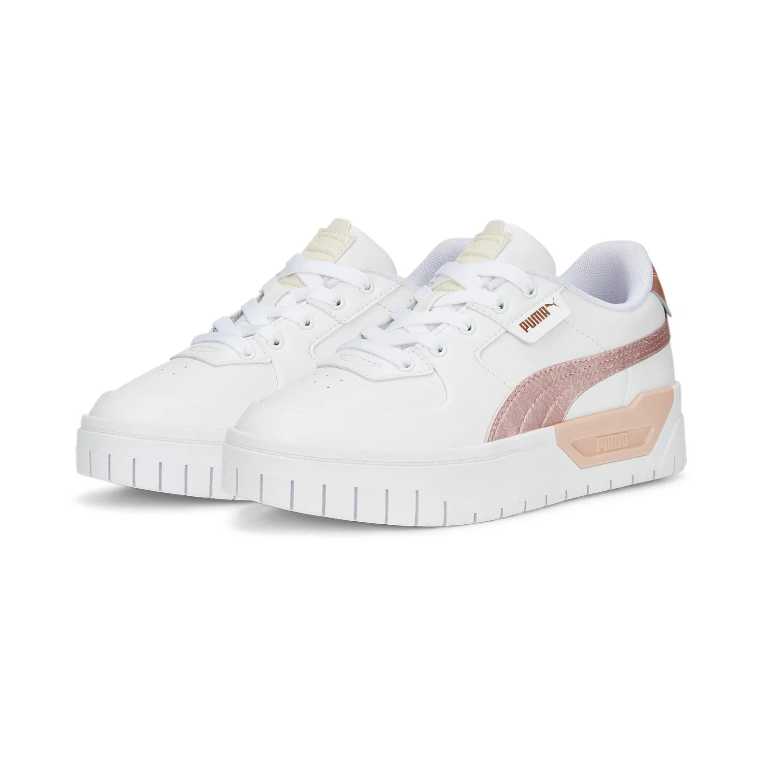 Детские кроссовки для девочек с металлическими деталями Cali Dream Shiny Pack Puma, Weiss Fluoreszierendes Blassrosa