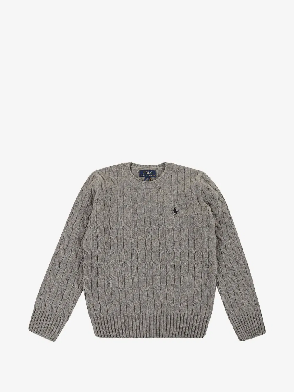 Вязаный свитер с вышитым логотипом POLO RALPH LAUREN KIDS, серый