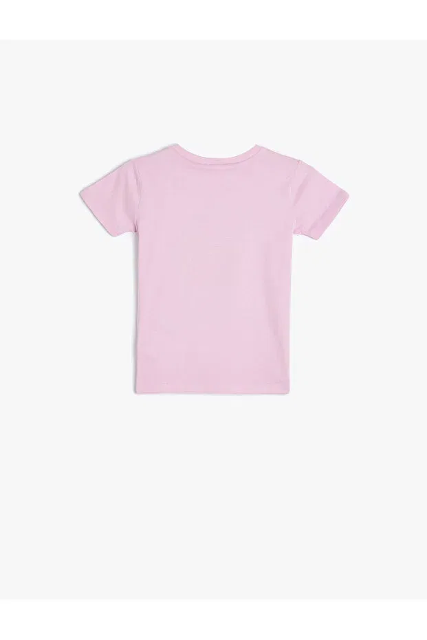 Детская футболка с принтом Lemon Printed Cotton Short Sleeve T-Shirt Koton, Lila — фото 2
