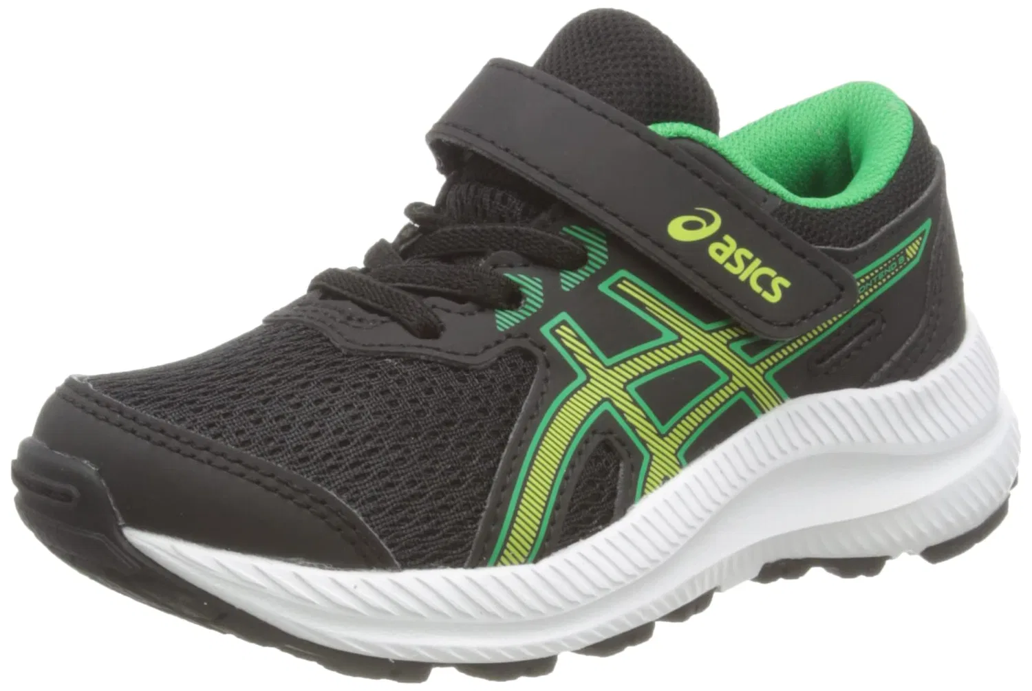 Детские кроссовки для мальчиков с закрытым носком Contend 8 ASICS, Black Lime Zest