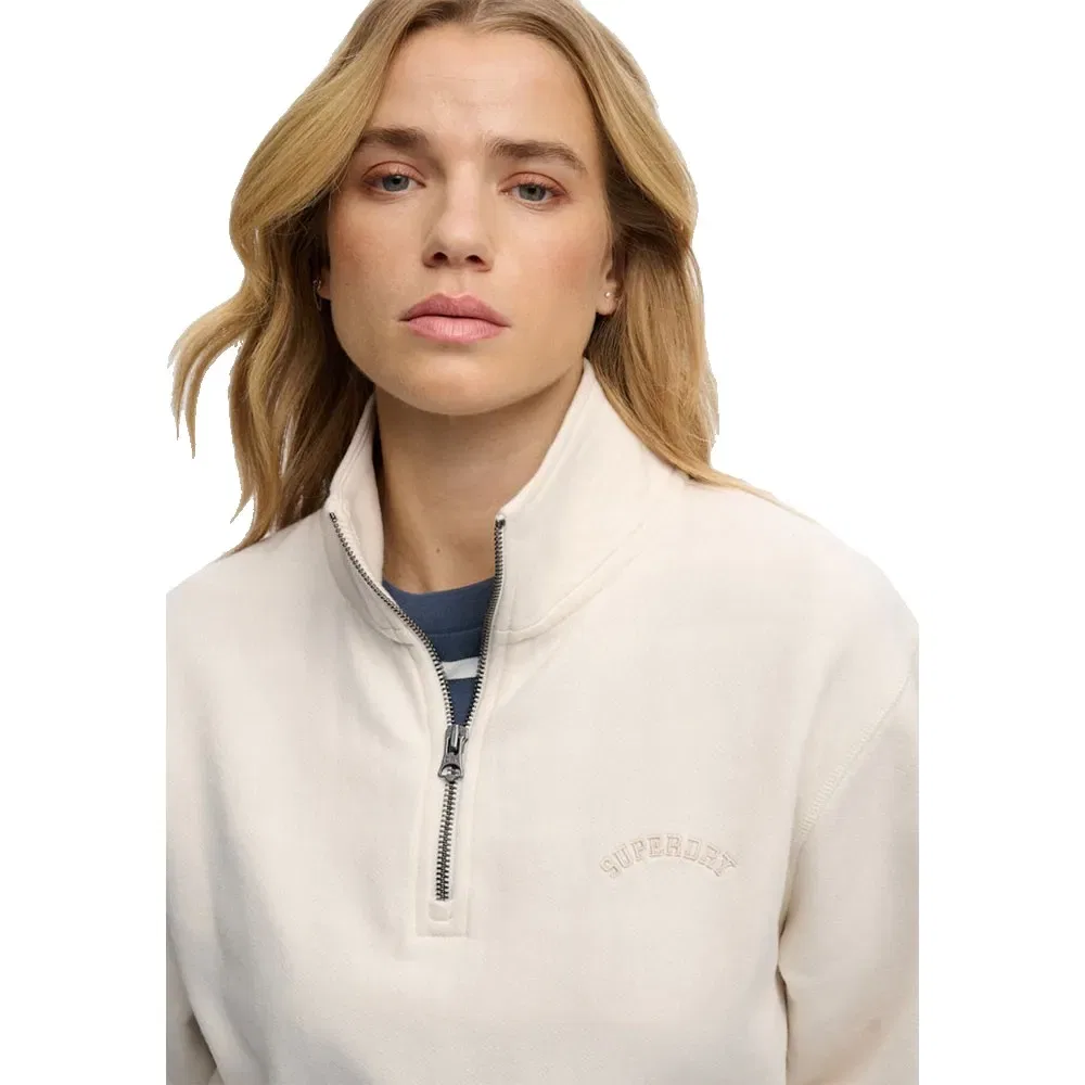 Худи Superdry Essential Logo half zip, бежевый — фото 4