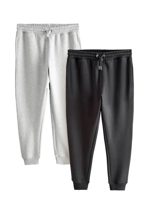 Брюки из джерси, Regular fit, rich joggers 2 pack, Next, grey marl, черный/серый
