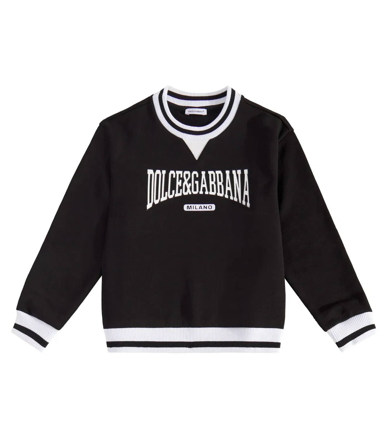 Свитшот хлопковый с логотипом Dolce&Gabbana Kids, черный