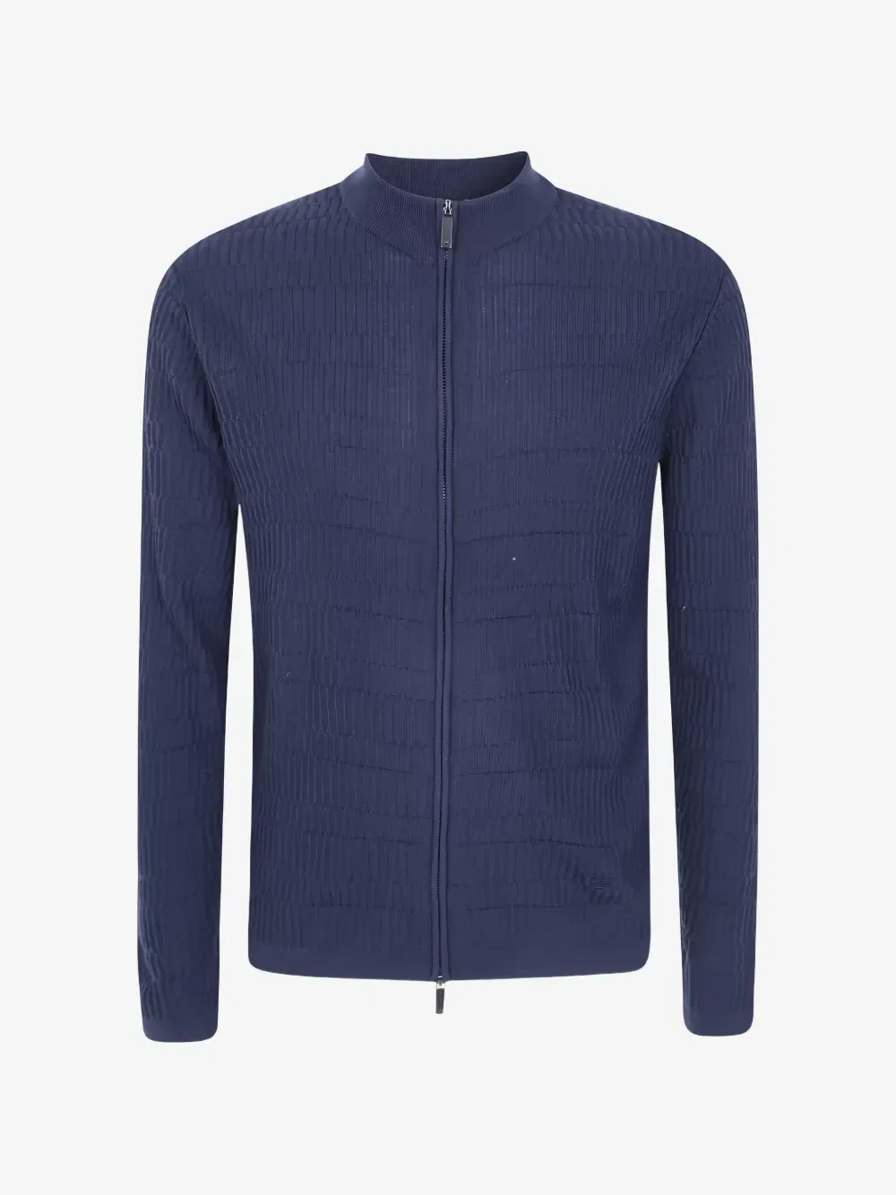 Вязаный шерстяной кардиган на молнии EMPORIO ARMANI, синий