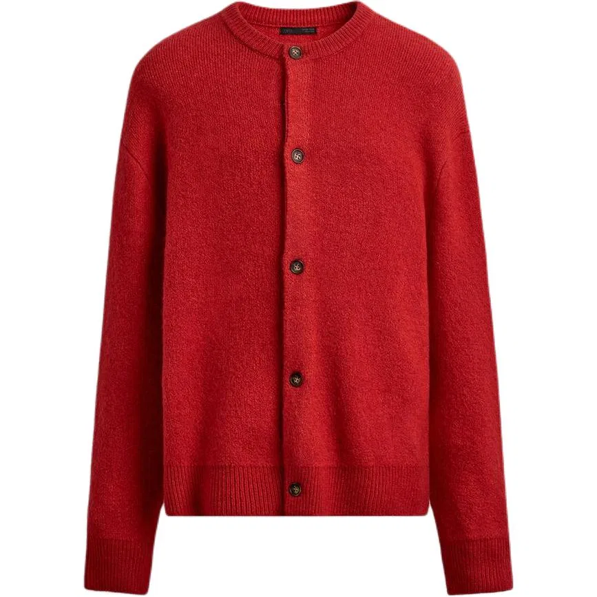 Мужской кардиган с круглым вырезом New Year Knitwear ZARA, Red