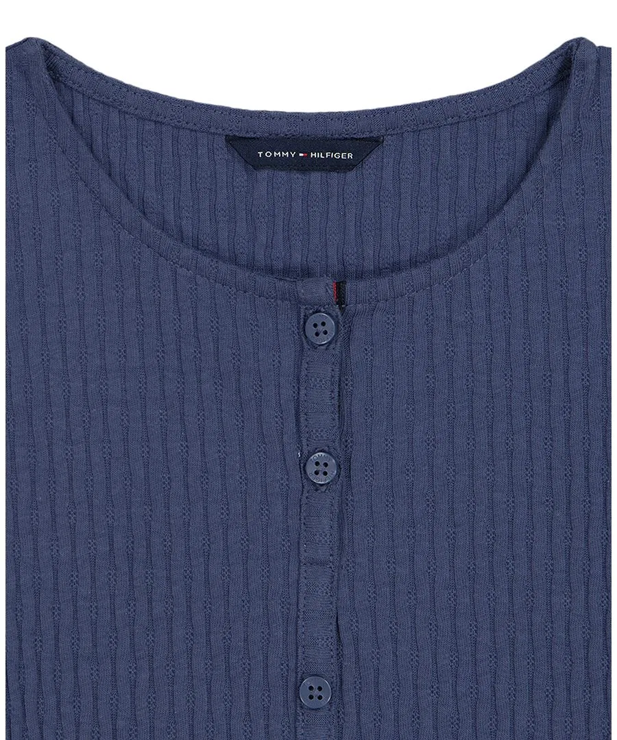 Детская топ-рубашка с пуговицами, с коротким рукавом Tommy Hilfiger, Blueberry — фото 3
