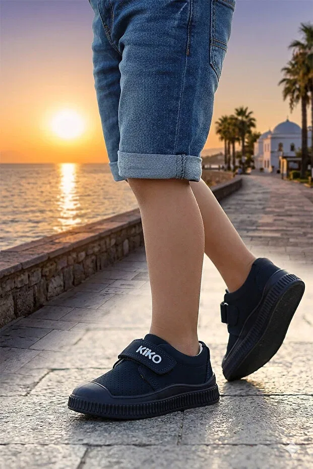Детские повседневные ботинки для мальчиков на липучке Kiko Kids, Navy Blue — фото 3