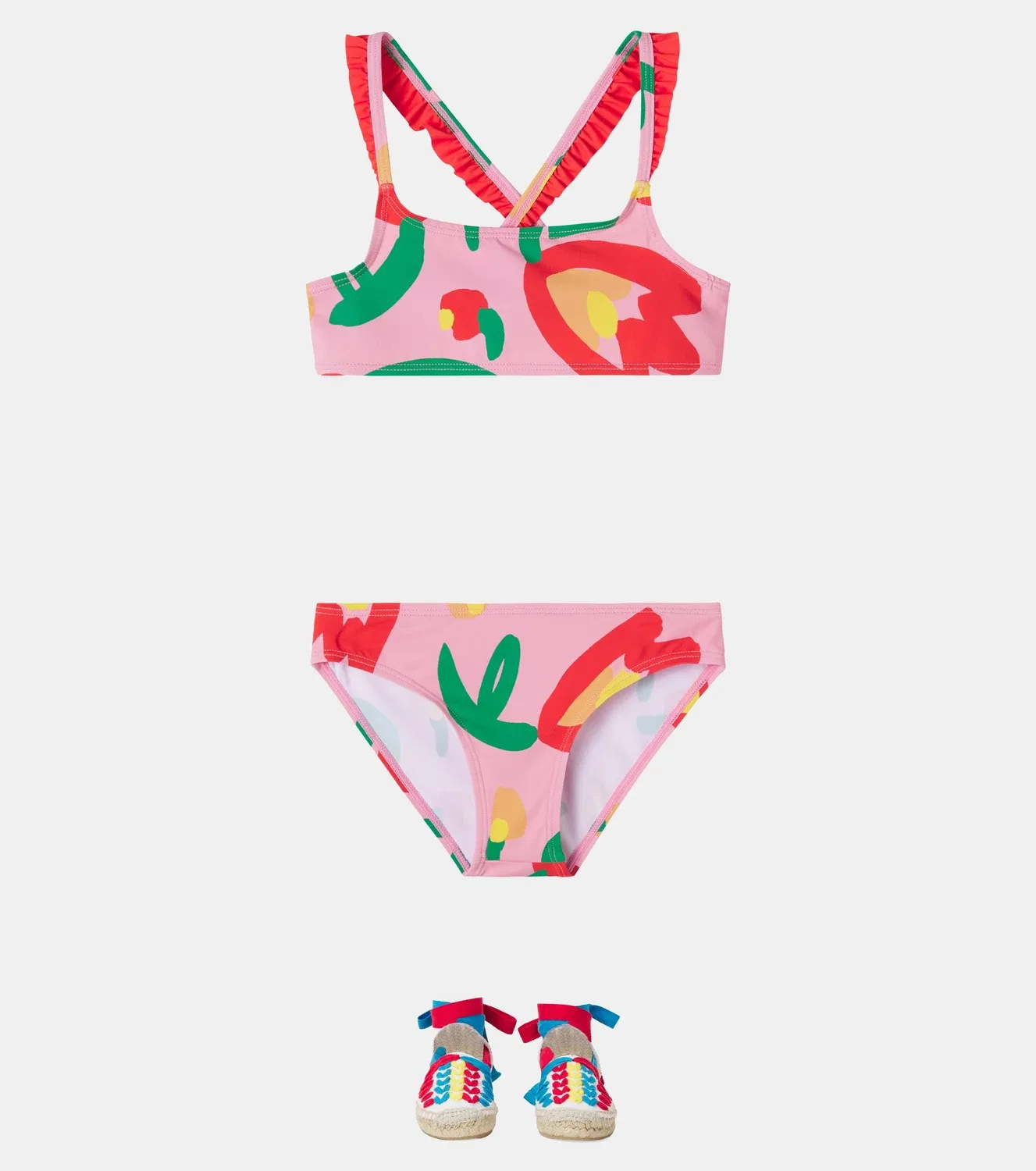 Комплект из двух предметов купальник с цветочным принтом Stella Mccartney Kids, розовый — фото 2