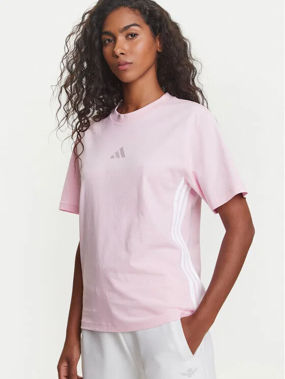 Футболка regular fit Essentials 3-Stripes Adidas, розовый — фото 4