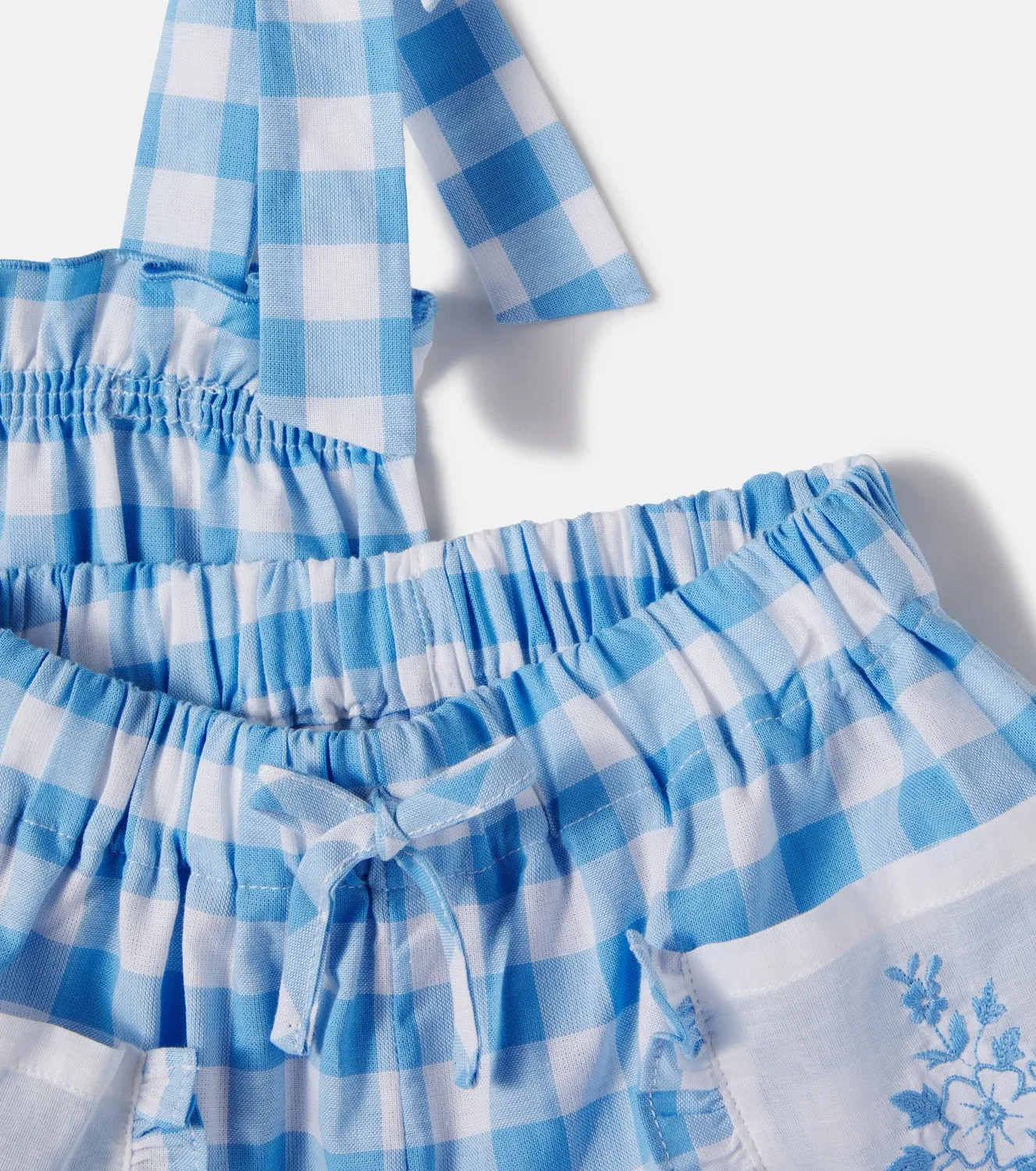 Комплект из топа и шорт с принтом Sailor Check Bebe Organic, синий — фото 3