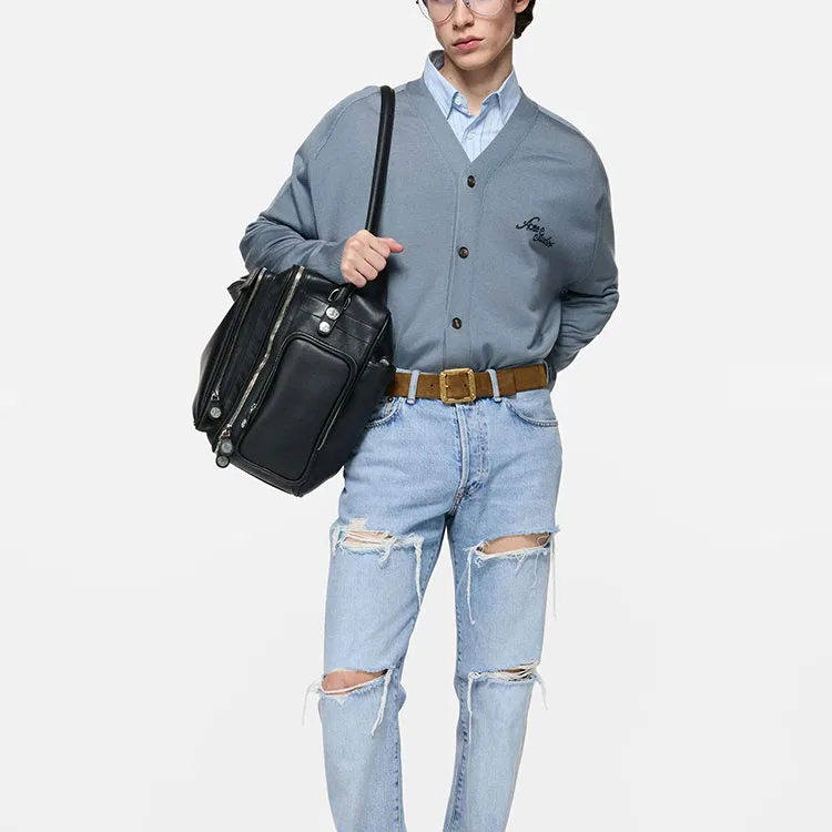 Мужской свитер с V-образным вырезом умеренного прямого кроя Acne Studios, Gray Blue — фото 4