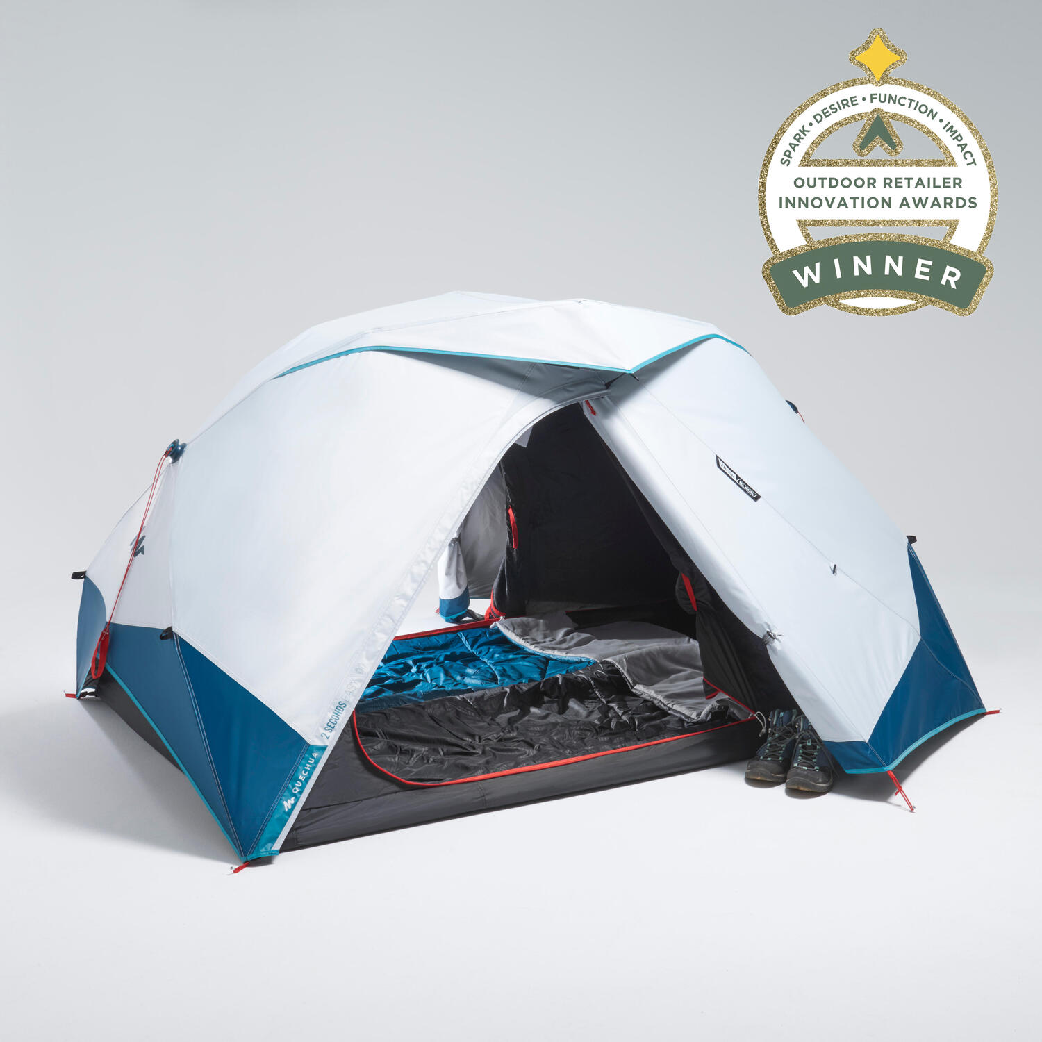 Палатка для кемпинга Quechua Fresh&Black 2 Seconds Easy 2х-местная, белый/синий — фото 4