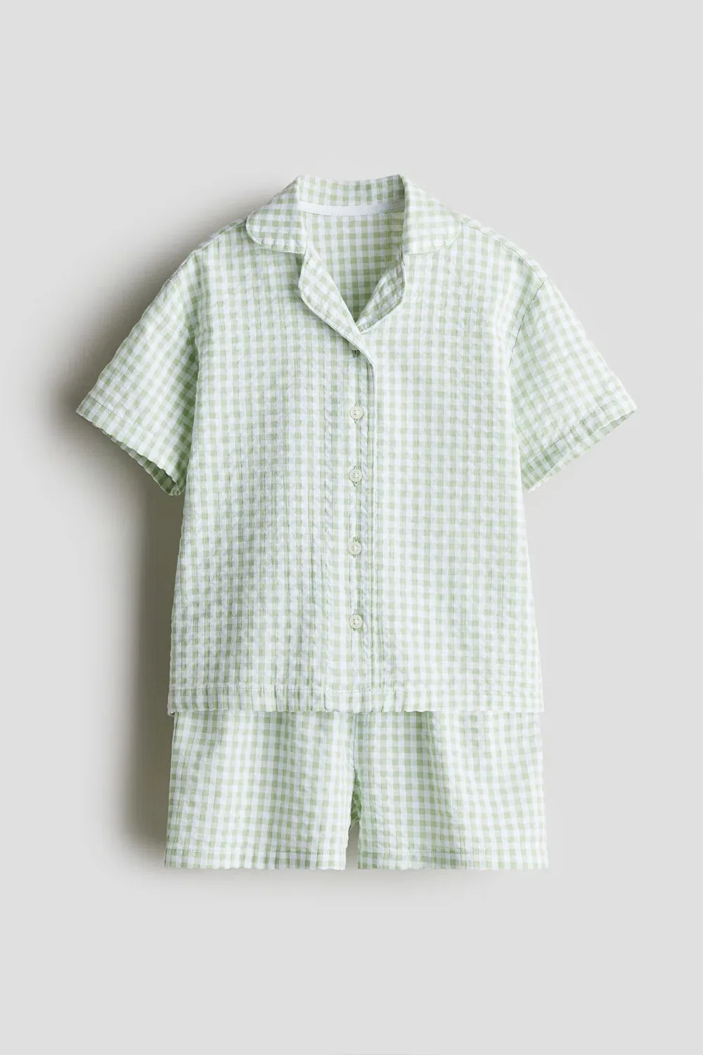 Хлопковая пижама H&M, Hellgrün/Weiß Kariert
