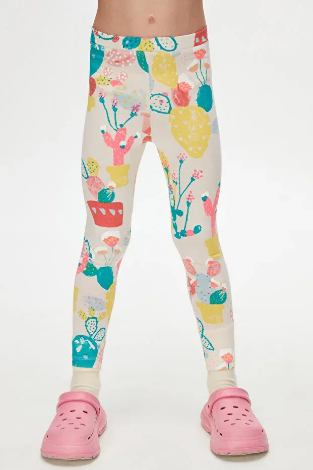 Детские леггинсы для девочек с принтом Spring Cactus Girl Lovetti, Patterned — фото 2