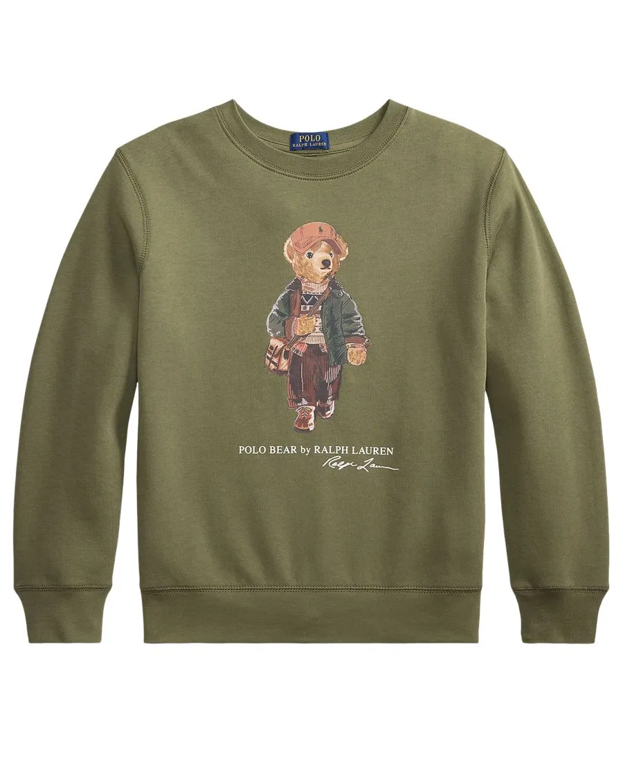 Свитшот из футера с Polo Bear Polo Ralph Lauren, Cruise Olive