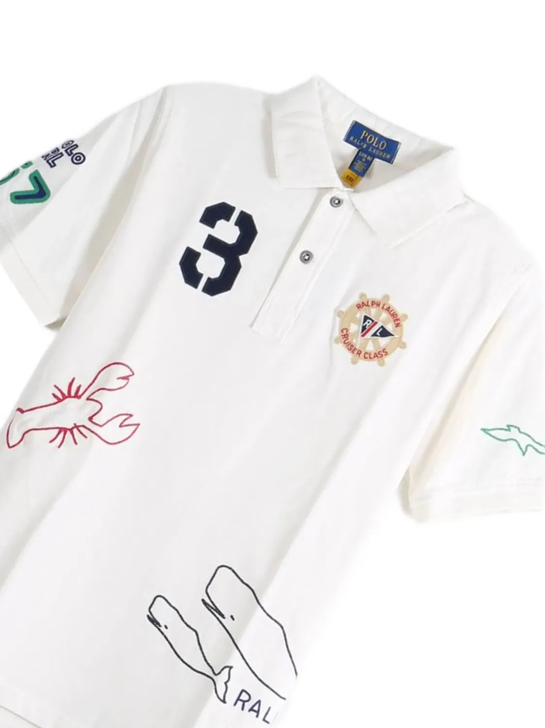 Рубашка поло с графичным принтом Polo Ralph Lauren Kids, нейтральные цвета — фото 2