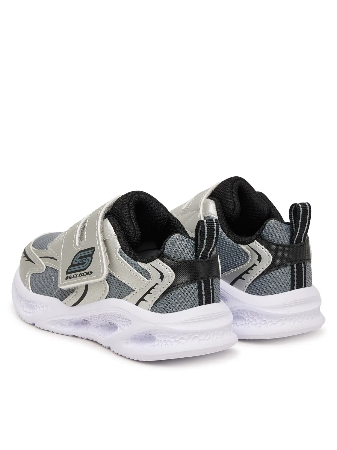 Кроссовки для мальчика Meteor-Lights Glow Skechers, серебристый — фото 3