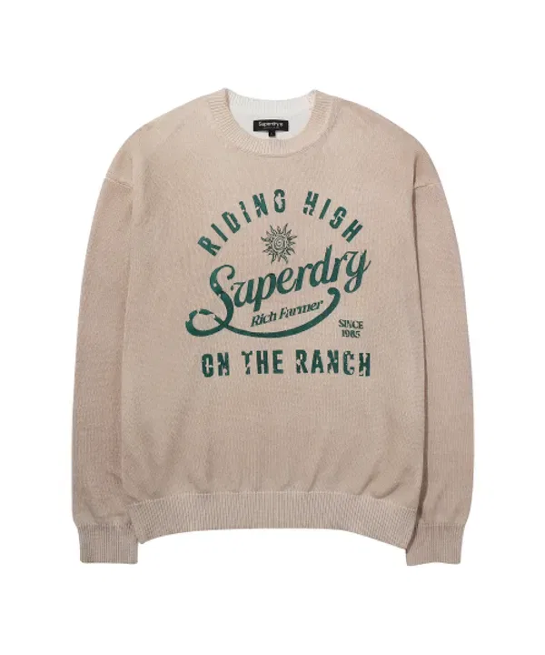 Свитер из хлопка, стираемый, Superdry, бежевый — фото 2