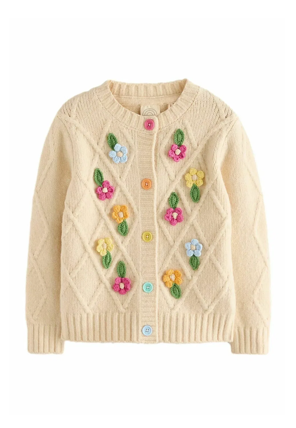 Кардиган стандартного кроя Little Bird, Cream Rainbow Floral Cable — фото 3