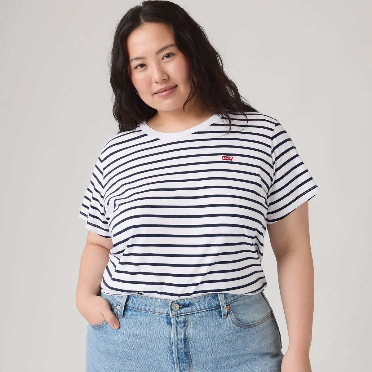Идеальная футболка (большого размера) Levi's, Emily Stripe Bright - White