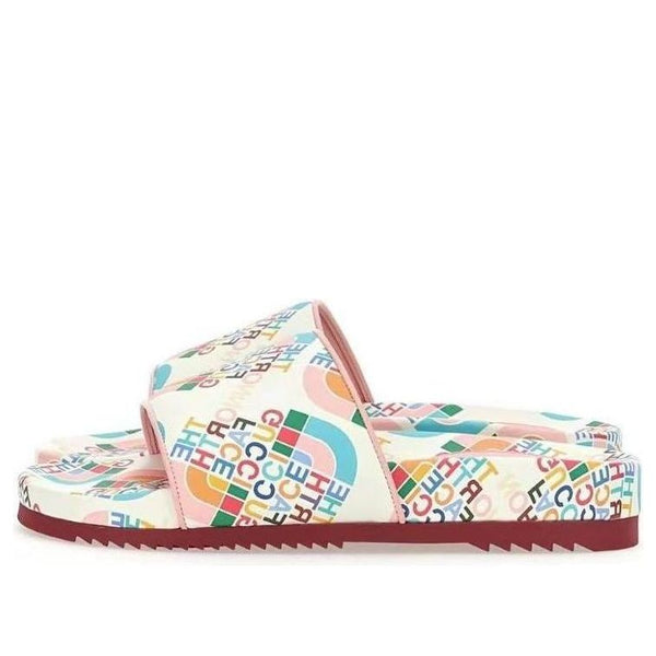 Тапочки x the north face leather sandal 'white multicolor' Gucci, белый
