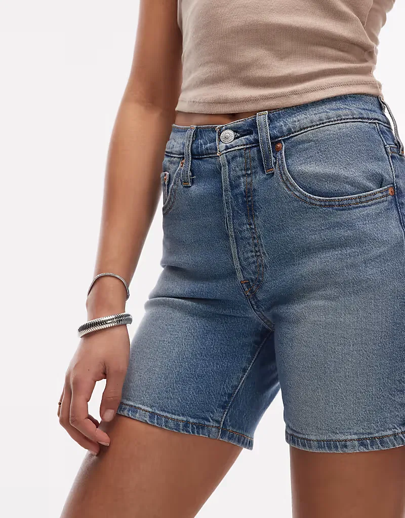 Джинсовые шорты Levi's 501 средней длины, синий — фото 3