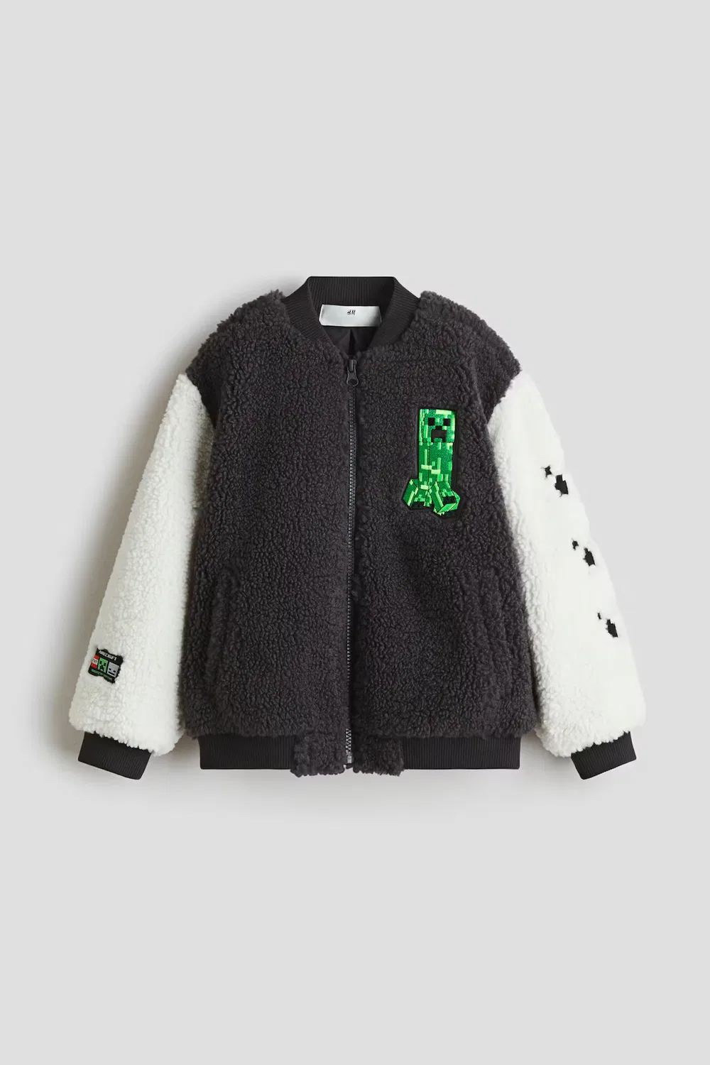 Пилотская куртка из плюшевого флиса H&M, Dunkelgrau/Minecraft