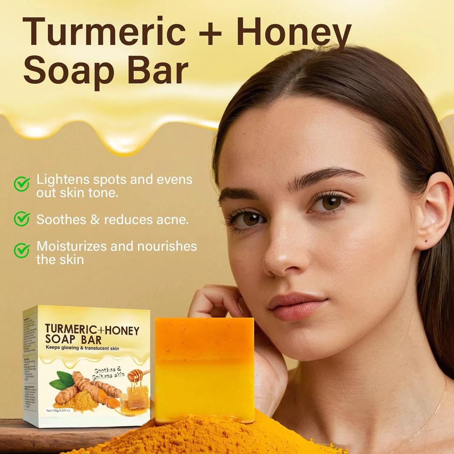 Туалетное мыло Turmeric Honey Soap, BSMKCL, 100 г — фото 2
