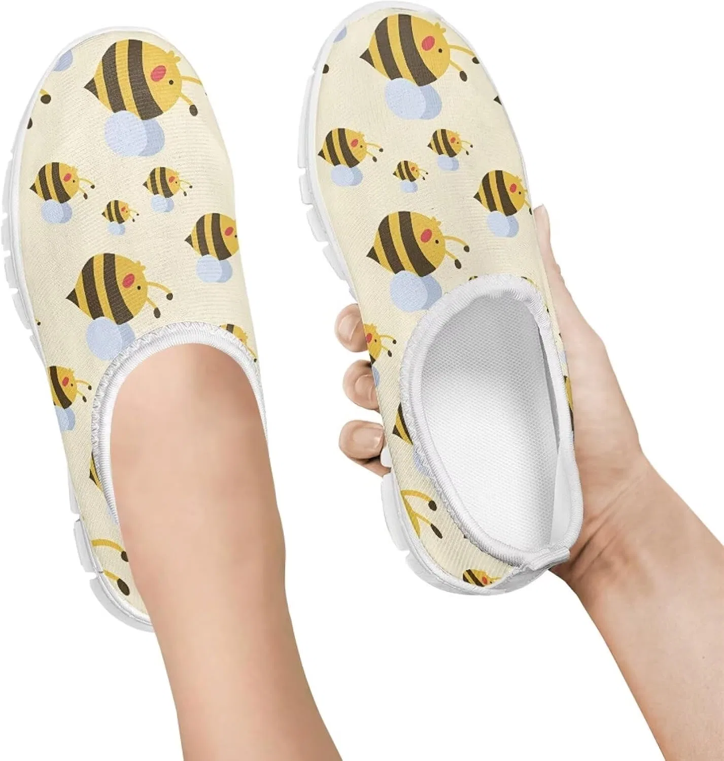 Детские слипоны-кроссовки с эластичной резинкой Ctsgobvahy, Bee Printed — фото 2