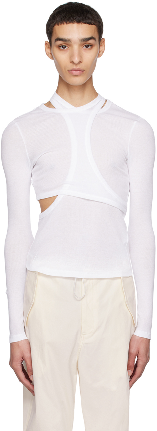 

Белая модульная футболка с длинным рукавом Dion Lee, Белый, Белая модульная футболка с длинным рукавом Dion Lee