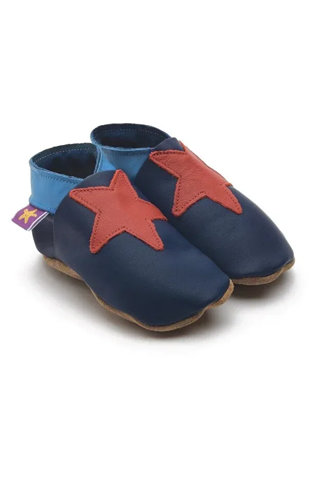 Детские домашние тапочки из натуральной кожи Starchild Famous British Brand Stella First Step Non-Slip Sole, Bebekmoda, Blue