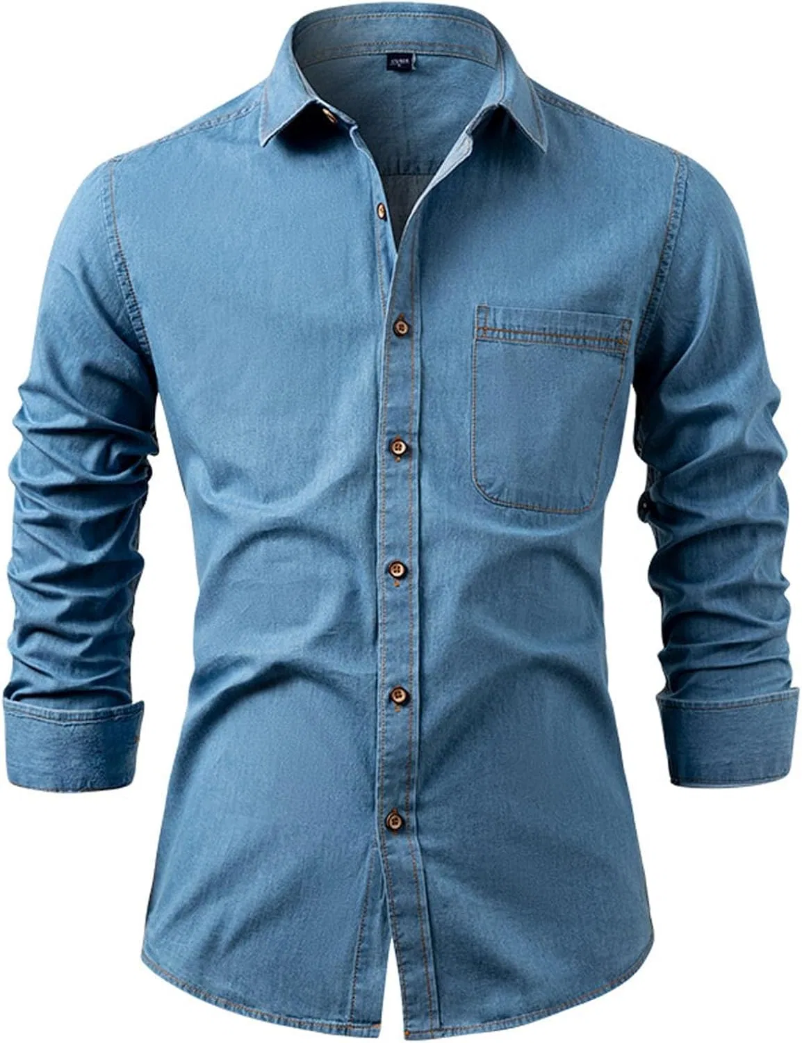 Мужская рубашка с длинным рукавом, Slim Fit, светло-синий