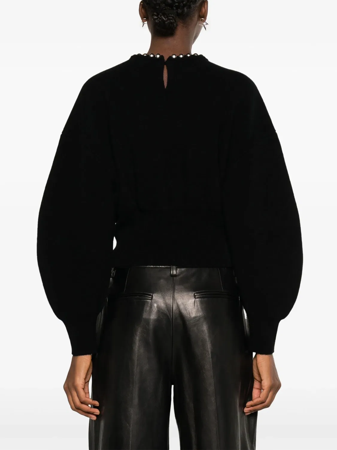 Джемпер с украшением из шариковых цепочек Alexander Wang, черный — фото 3