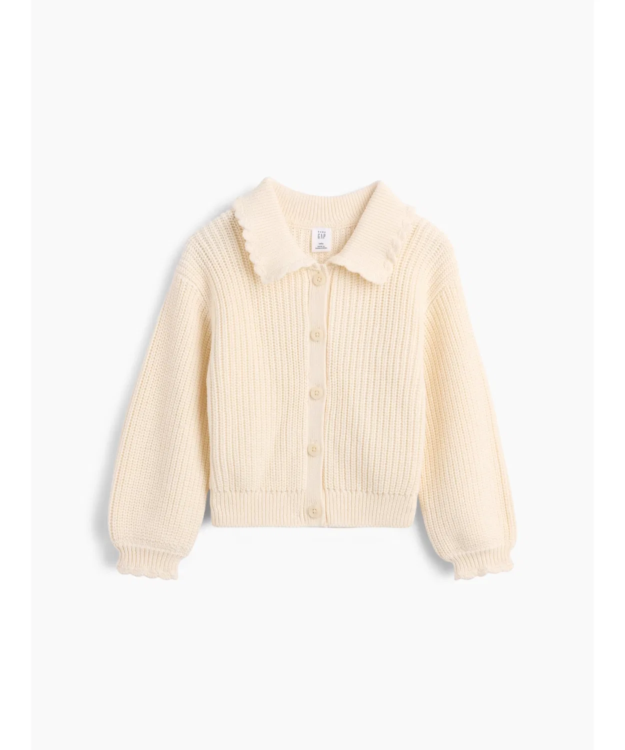 Детский кардиган с воротником-питером, хлопковый GAP, Ivory