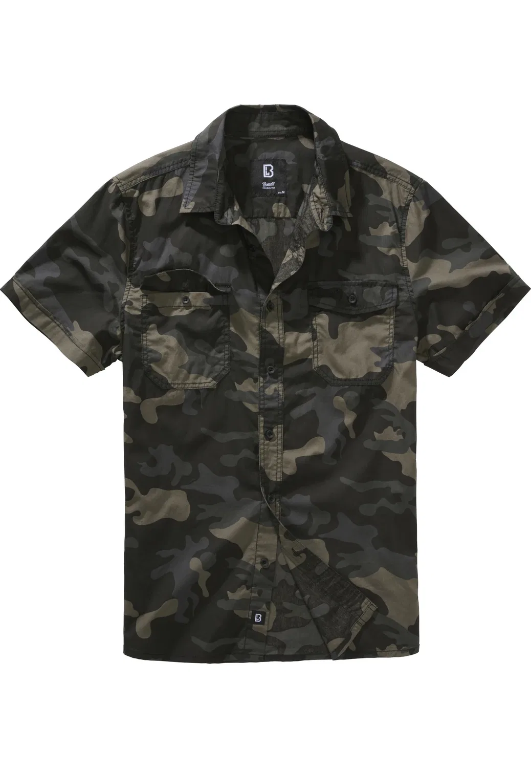 Рубашка с коротким рукавом darkcamo Brandit, темный камуфляж