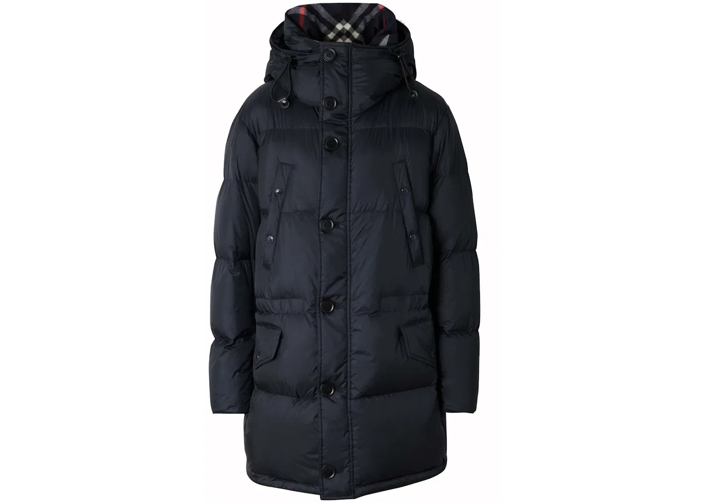 Мужское длинное пуховое пальто с капюшоном Down Jacket Burberry, Navy