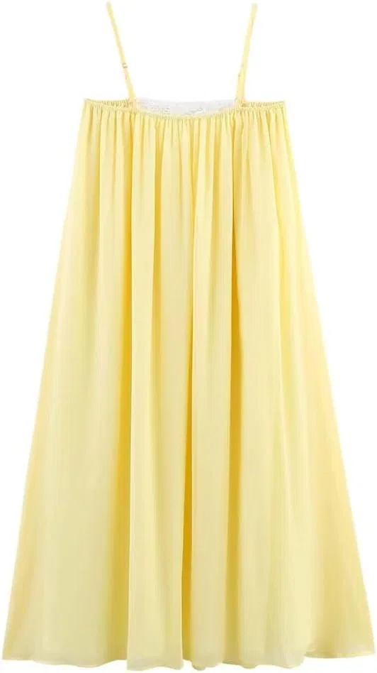 Женское пляжное платье с кружевными вставками, Yellow — фото 2