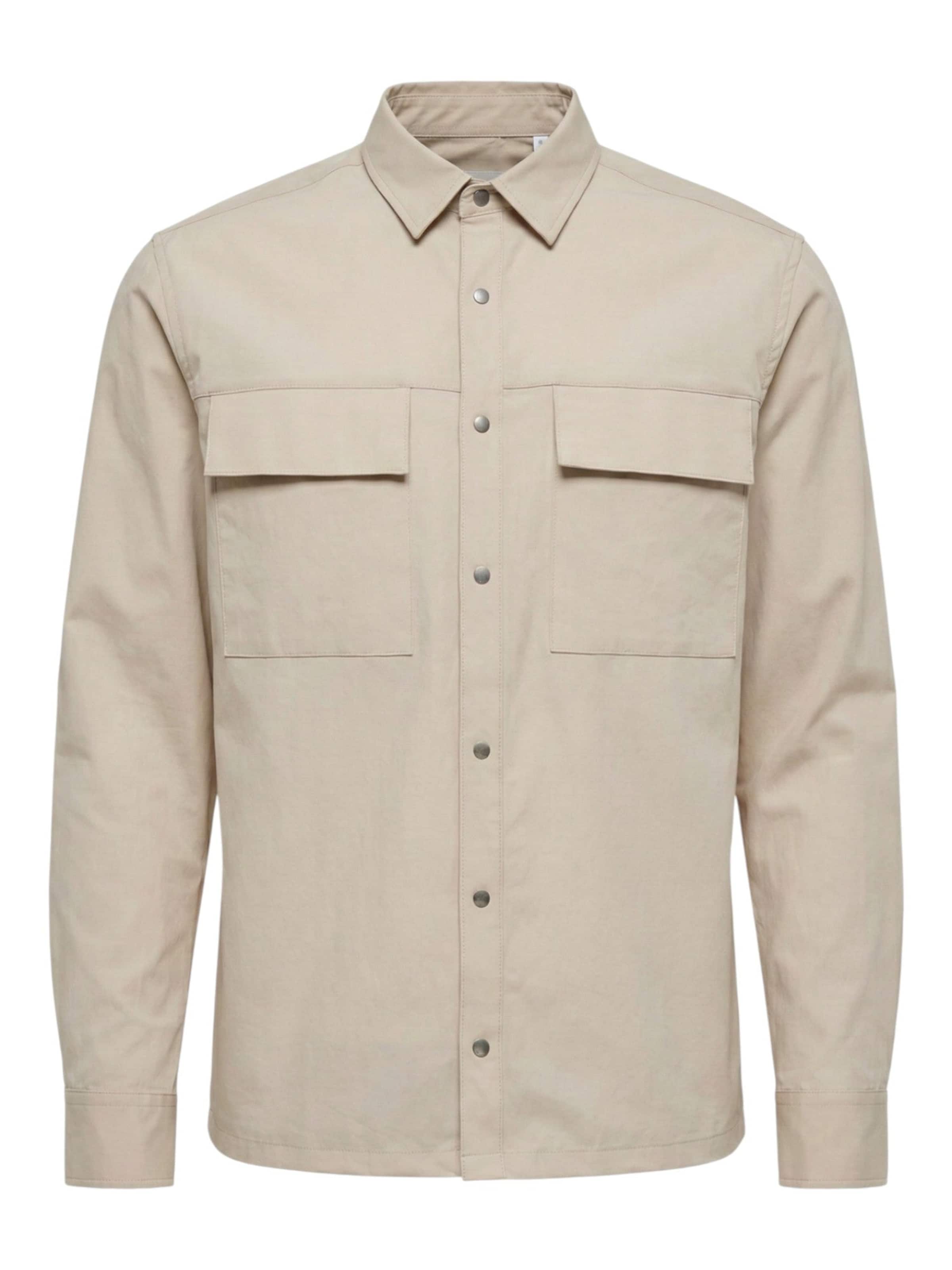 

TEESHOPPEN Рубашка на пуговицах 'Silas' комфортного кроя в светло-бежевом цвете