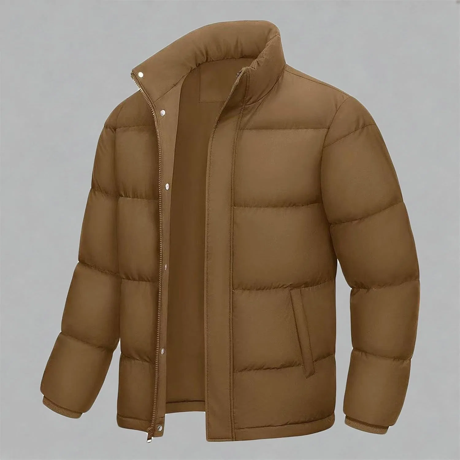 Мужское зимнее пальто с длинным рукавом и воротником-стойкой, Bubble Jackets, коричневый — фото 2