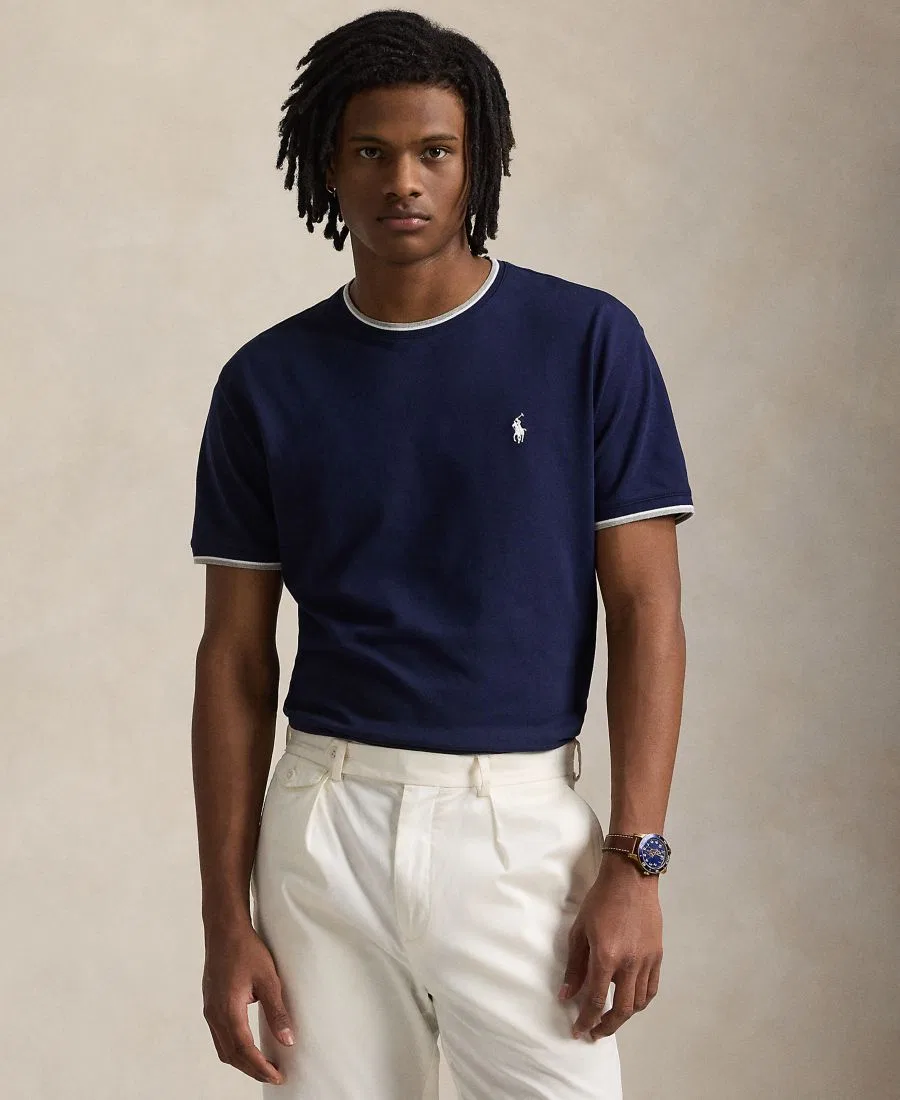 Футболка с круглым вырезом Classic-Fit Stretch Mesh Polo Ralph Lauren, Navy Wht P